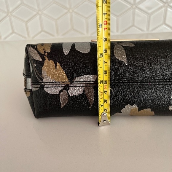 JACK FRENCH LONDON Leather Wristlet Bag Floral Metallic Event Occasion Evening - Picture 11 of 12